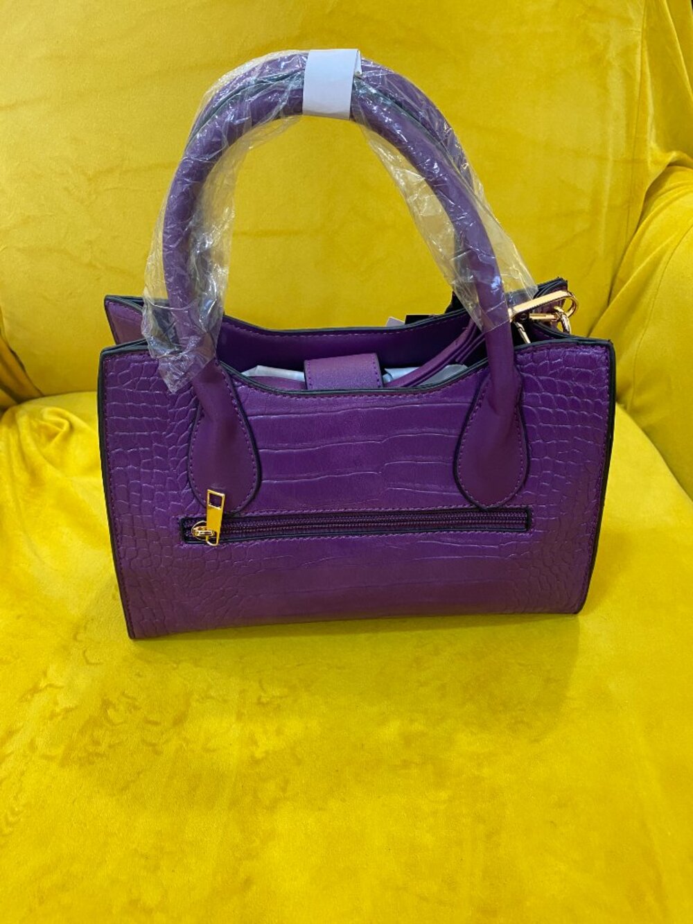 MKF Mia K Collection Purple Croc Embossed Satchel Handbag NWT Vegan Leather - Picture 3 of 9